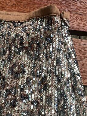 ZARA skirt mini sequins copper/brown/black LG lined zip fashion party